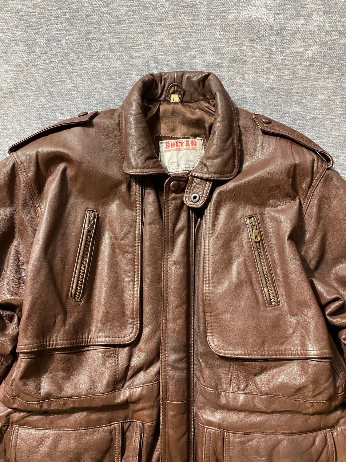 [L] 90s SULTAN 브라운 리얼 레더 코트 상품이미지2