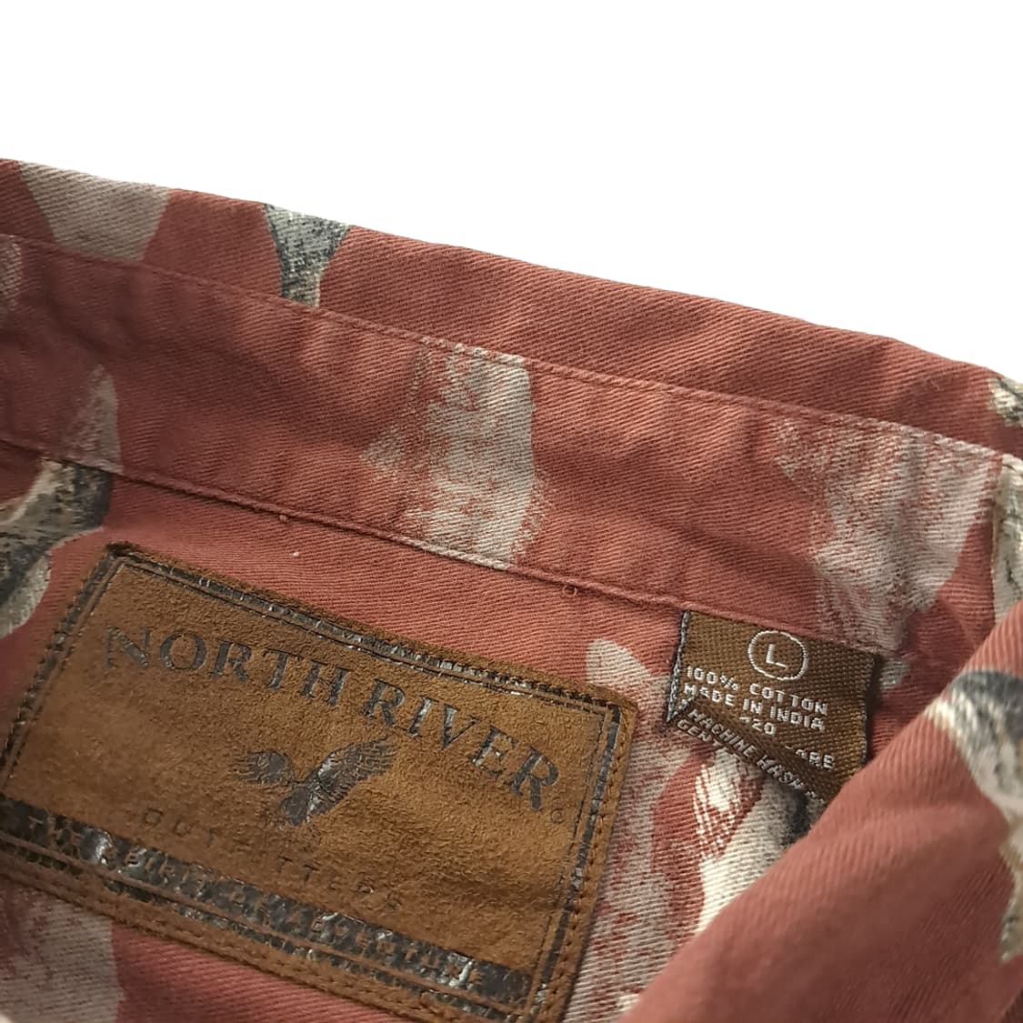 CK186 L 노스리버 90s 피쉬 패턴 브라운 셔츠 남방 상품이미지3
