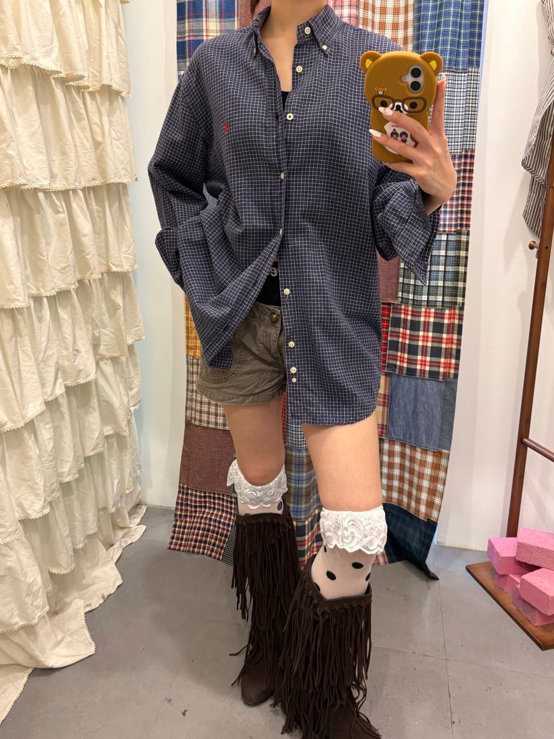 폴로 딥네이비 체크 셔츠  상품이미지4