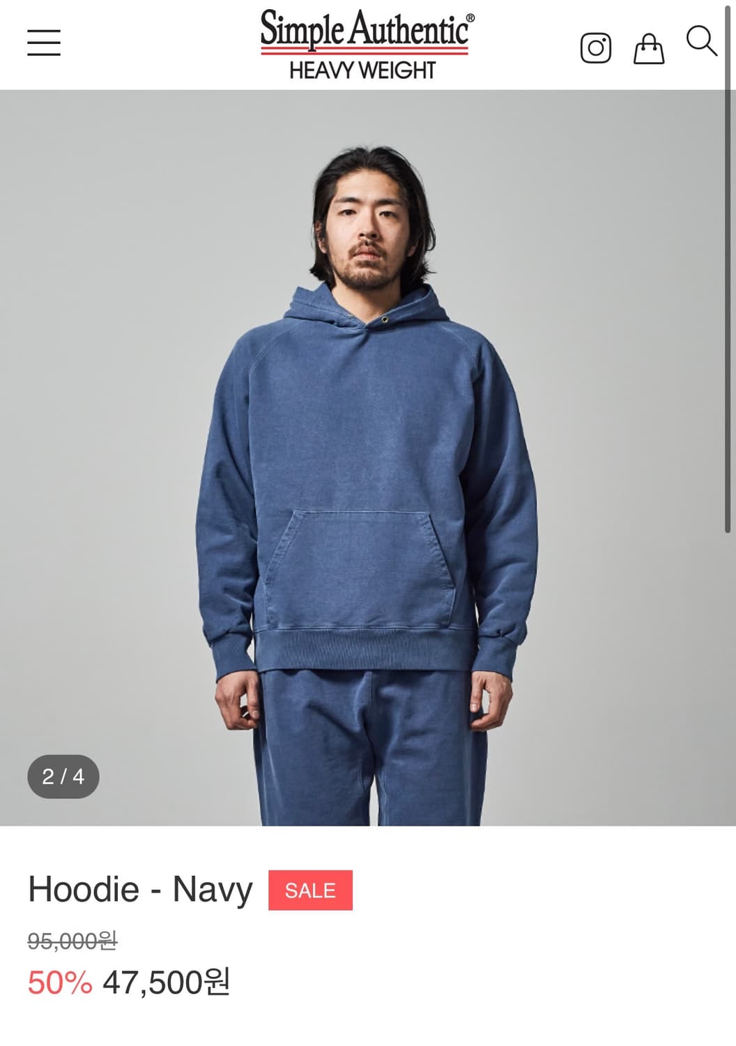 빈티지 워싱 블루 후드티 상품이미지4