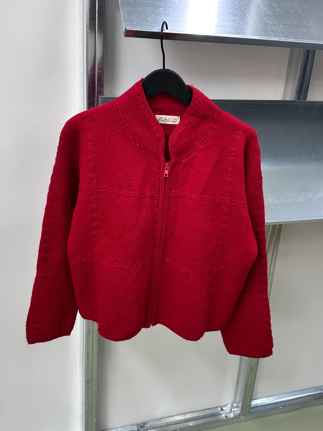 red wool stitch zip knit 상품이미지4