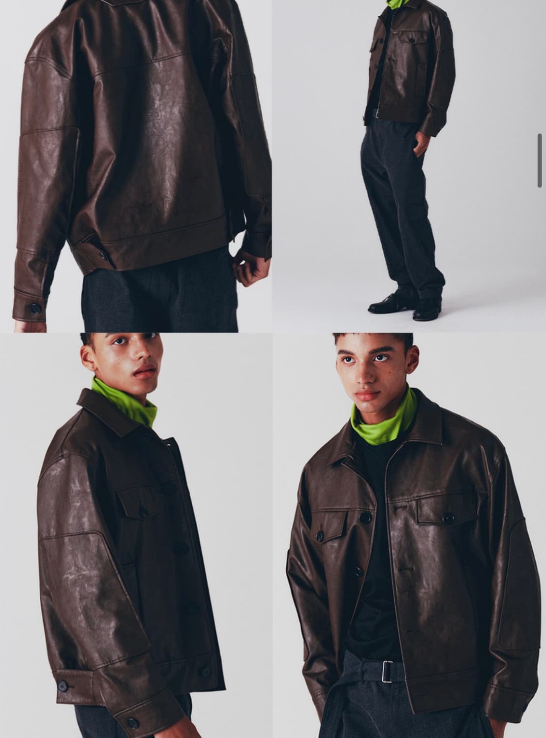 애니타임로릭 튤립 레더 자켓 브라운  상품이미지4