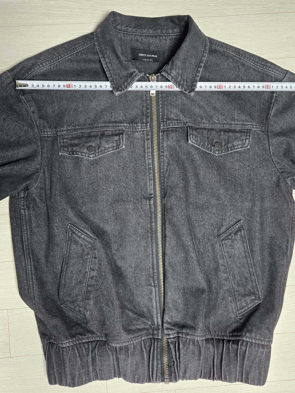 86로드(86ROAD)  워싱 데님 지퍼 자켓 블랙 상품이미지7