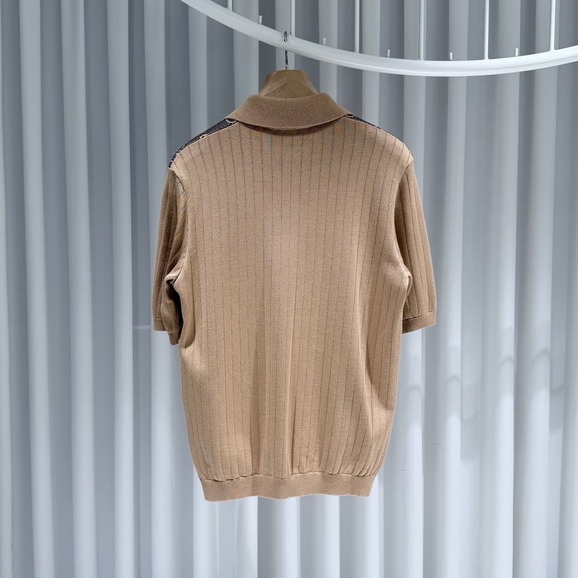 (S/M) / 구찌 라메 GG 자카드 니트 폴로 반팔 셔츠 브라운 상품이미지5