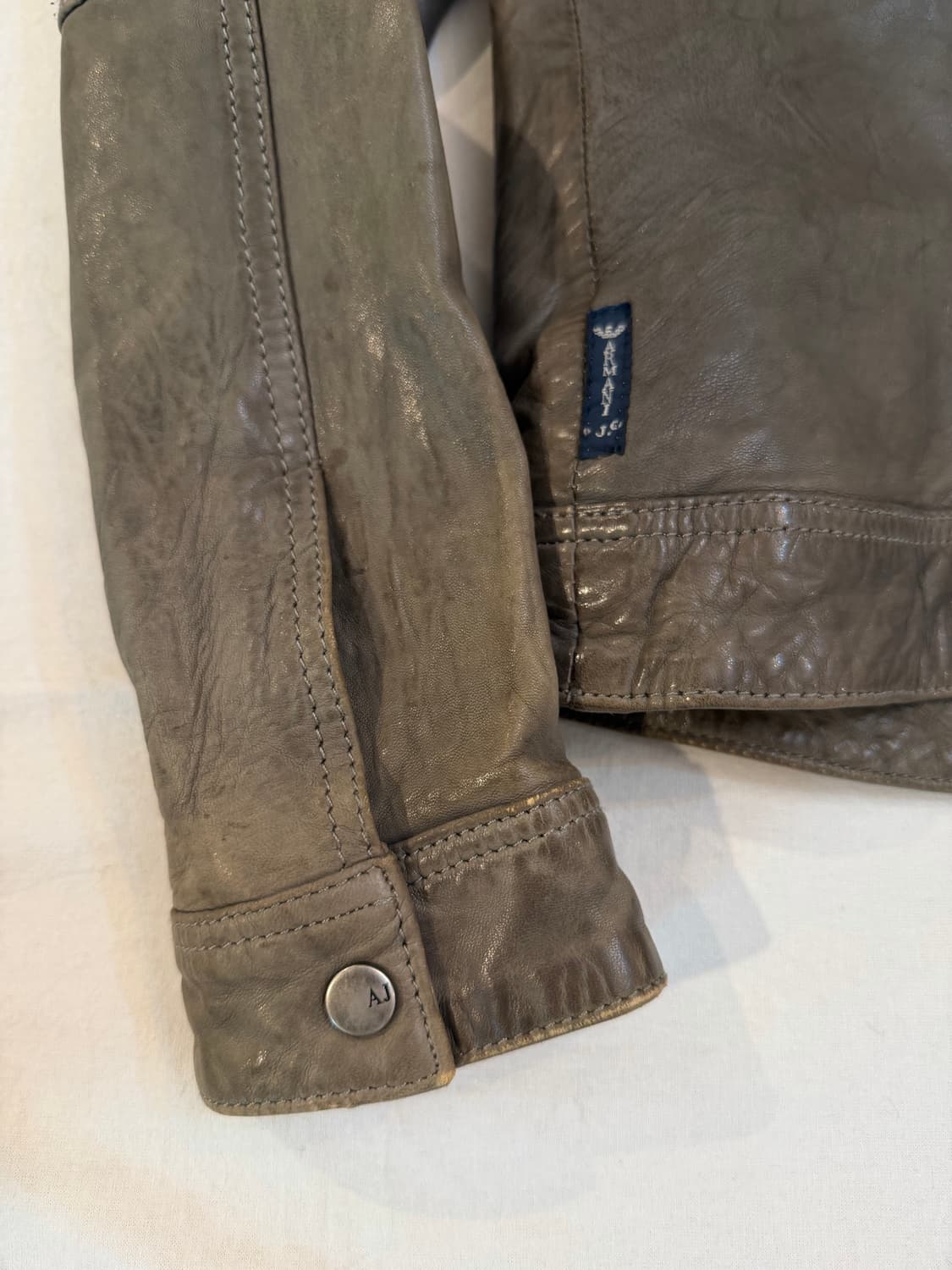 아르마니 진스 양가죽 빈티지 워싱 블루종 가죽자켓 상품이미지3