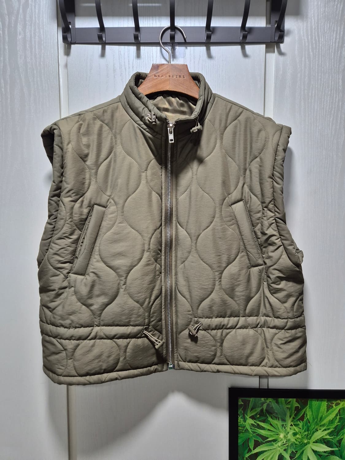 빈티지 카키색 퀼팅 패딩 조끼 상품이미지2