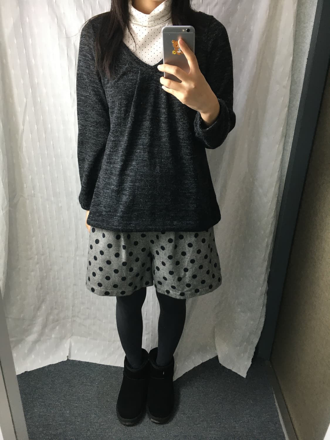 그레이 도트 울 반바지 상품이미지3