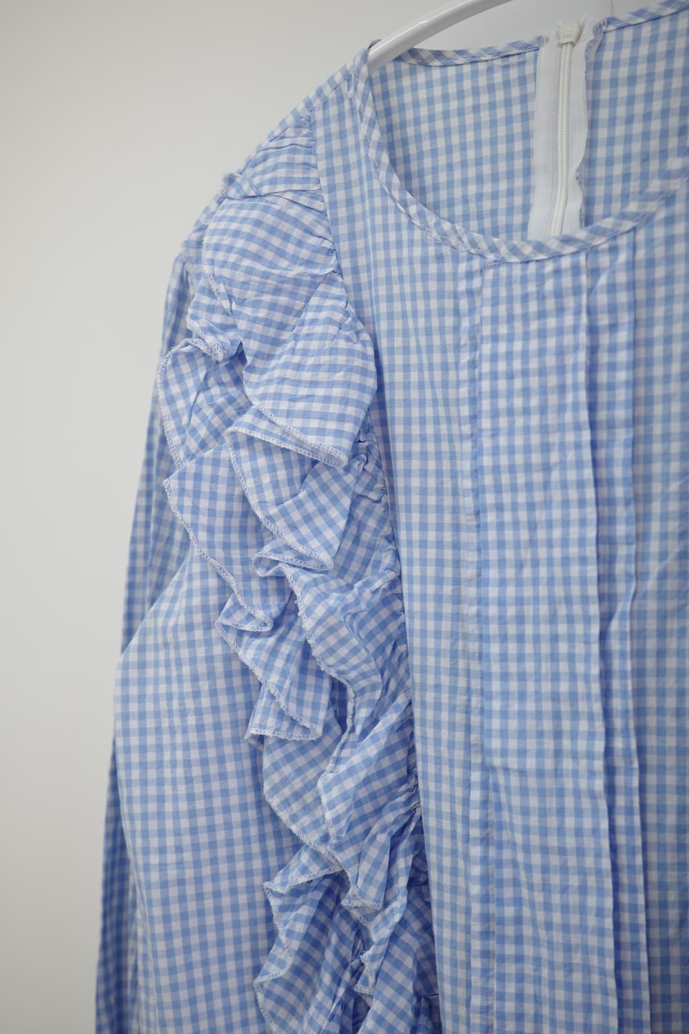  Sky blue checked blouse 상품이미지3