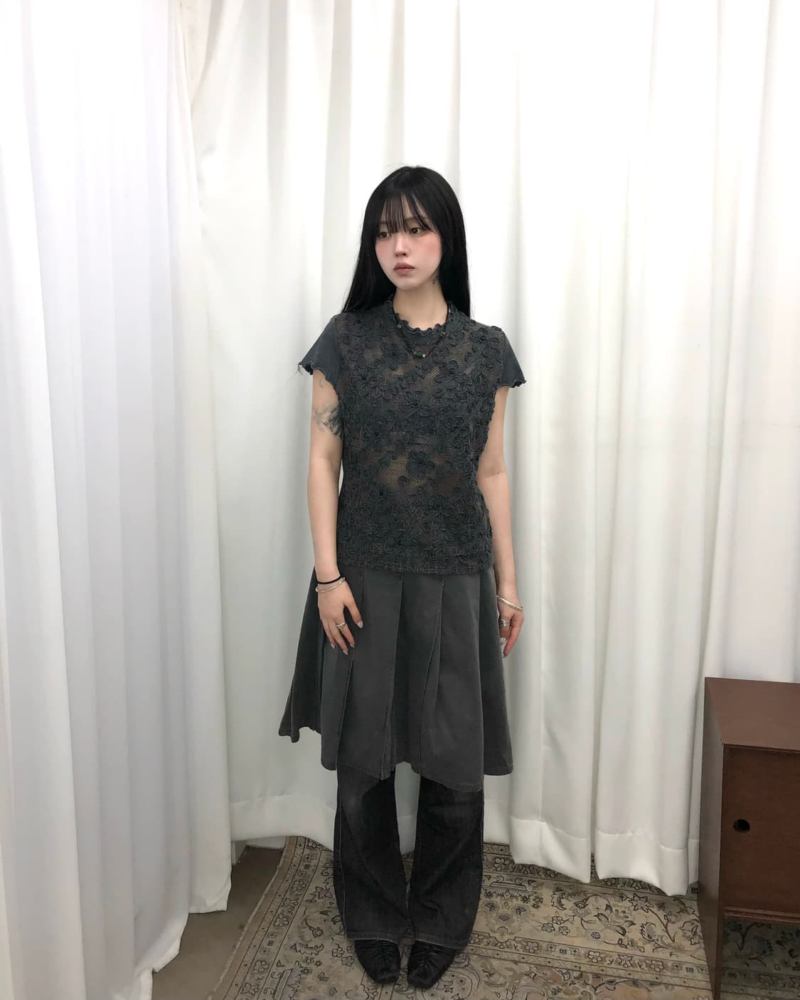 그레이 플리츠 스커트 상품이미지3