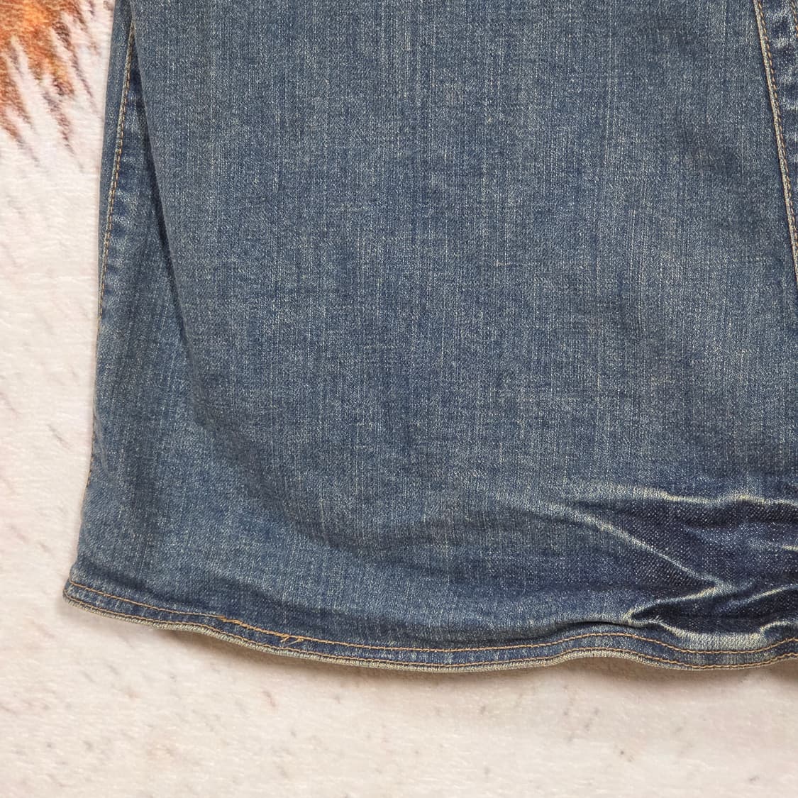 일본 빈티지 진청 워싱 버튼 미디 스커트 상품이미지6