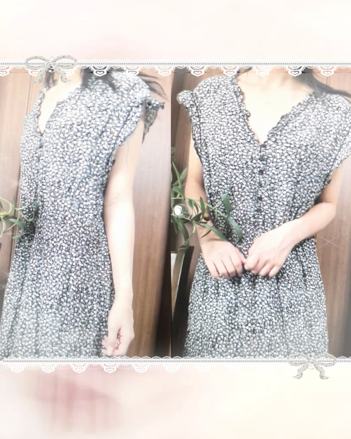 JP vintage flowery black onepiece 상품이미지3