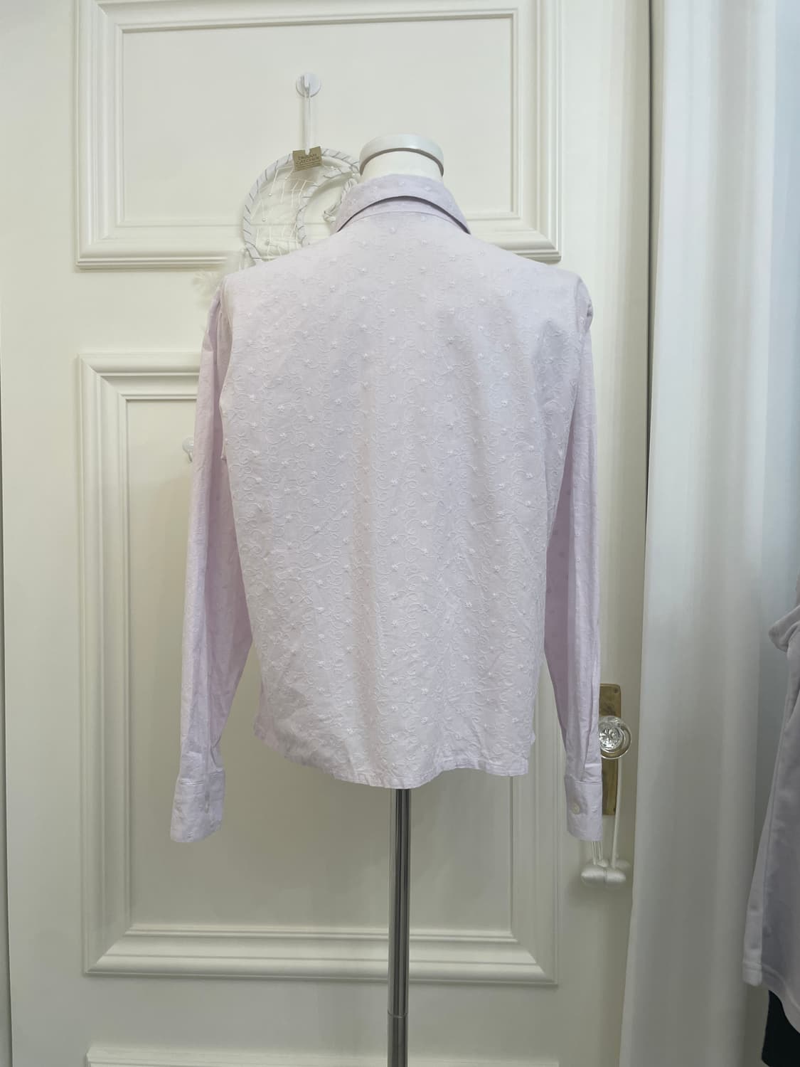 lavender lace embroidery cotton shirt 상품이미지3