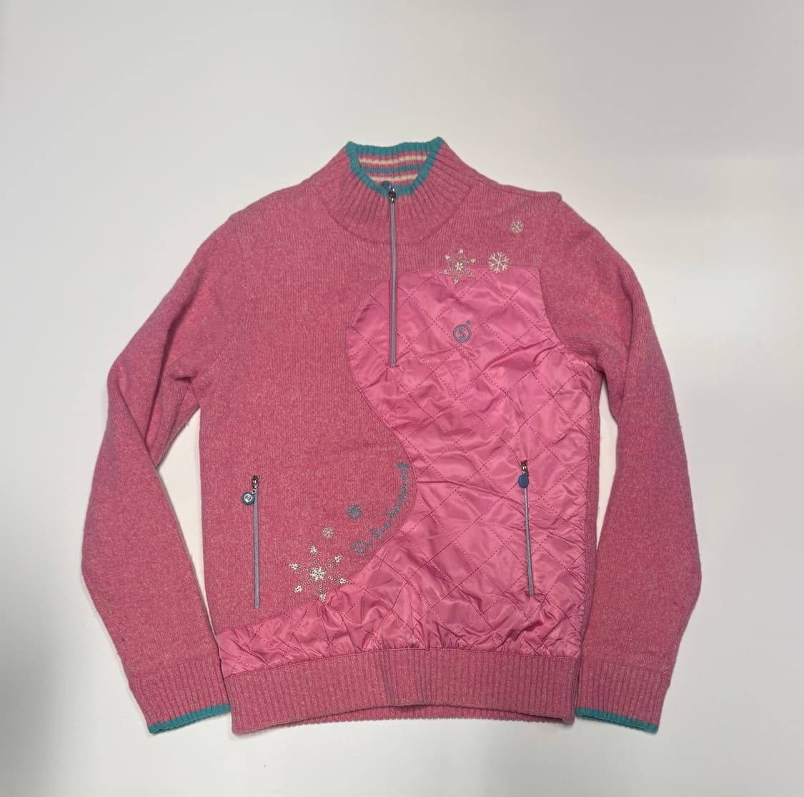 여성 지오송지오 골프 방풍 니트 반집업 핑크 상품이미지1