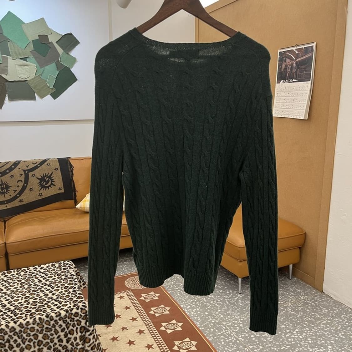 폴로 랄프로렌 빈티지 레트로 딥그린 꽈배기 니트 M C09757 상품이미지4