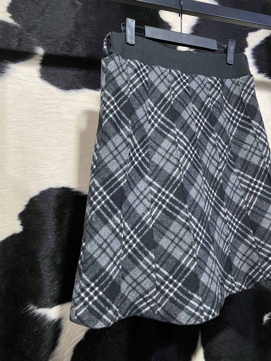 Japanese vtg 체크 울 미디스커트 상품이미지3