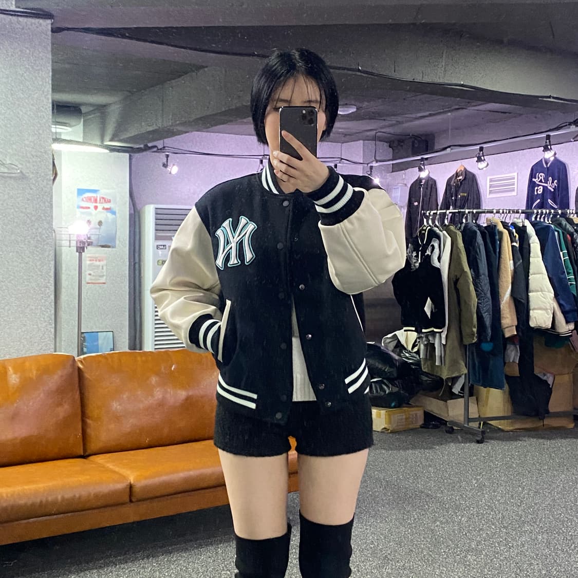 MLB 뉴욕 양키스 모직&레더 배색 바시티 자켓 B3049  상품이미지1