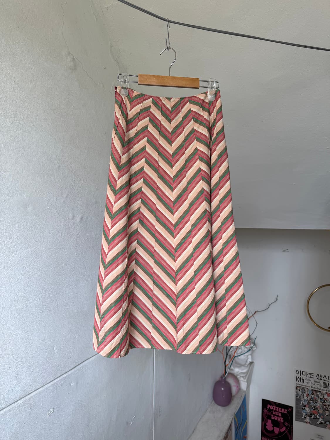 레이온 100% 플레어 a라인 미디 스커트 상품이미지1