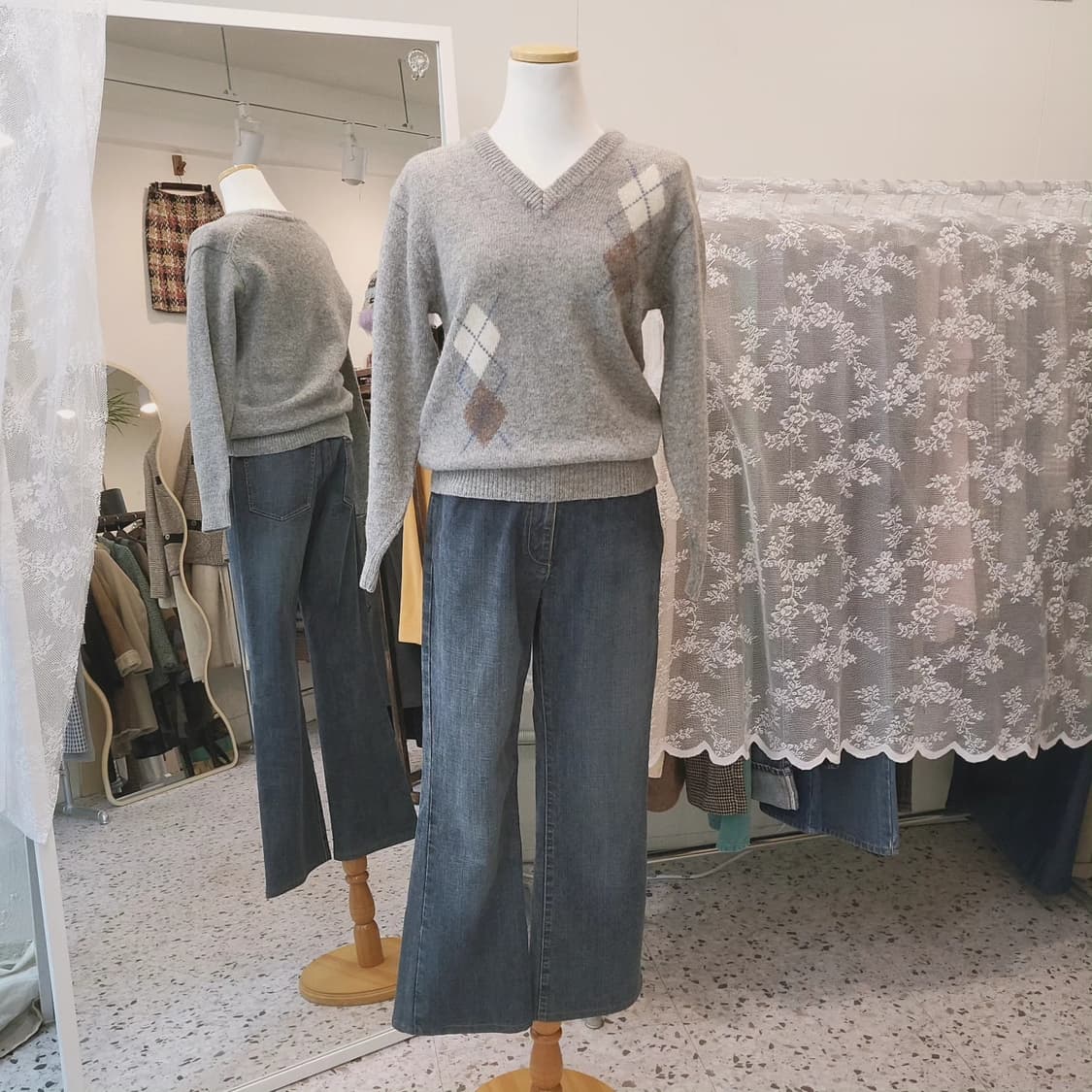 Anello 뉴울100 아가일 니트 상품이미지8