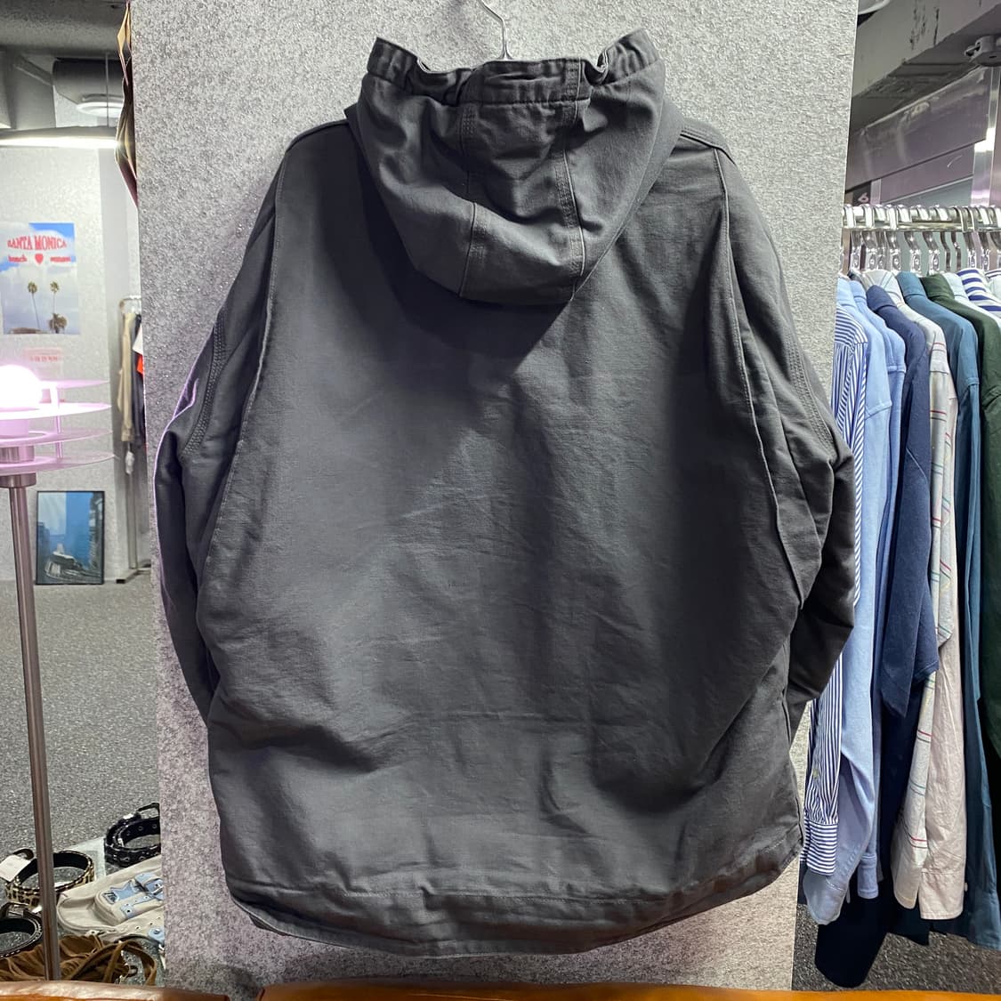 칼하트 패치로고 셰르파 안감 차콜 후드 자켓 B3923 상품이미지5