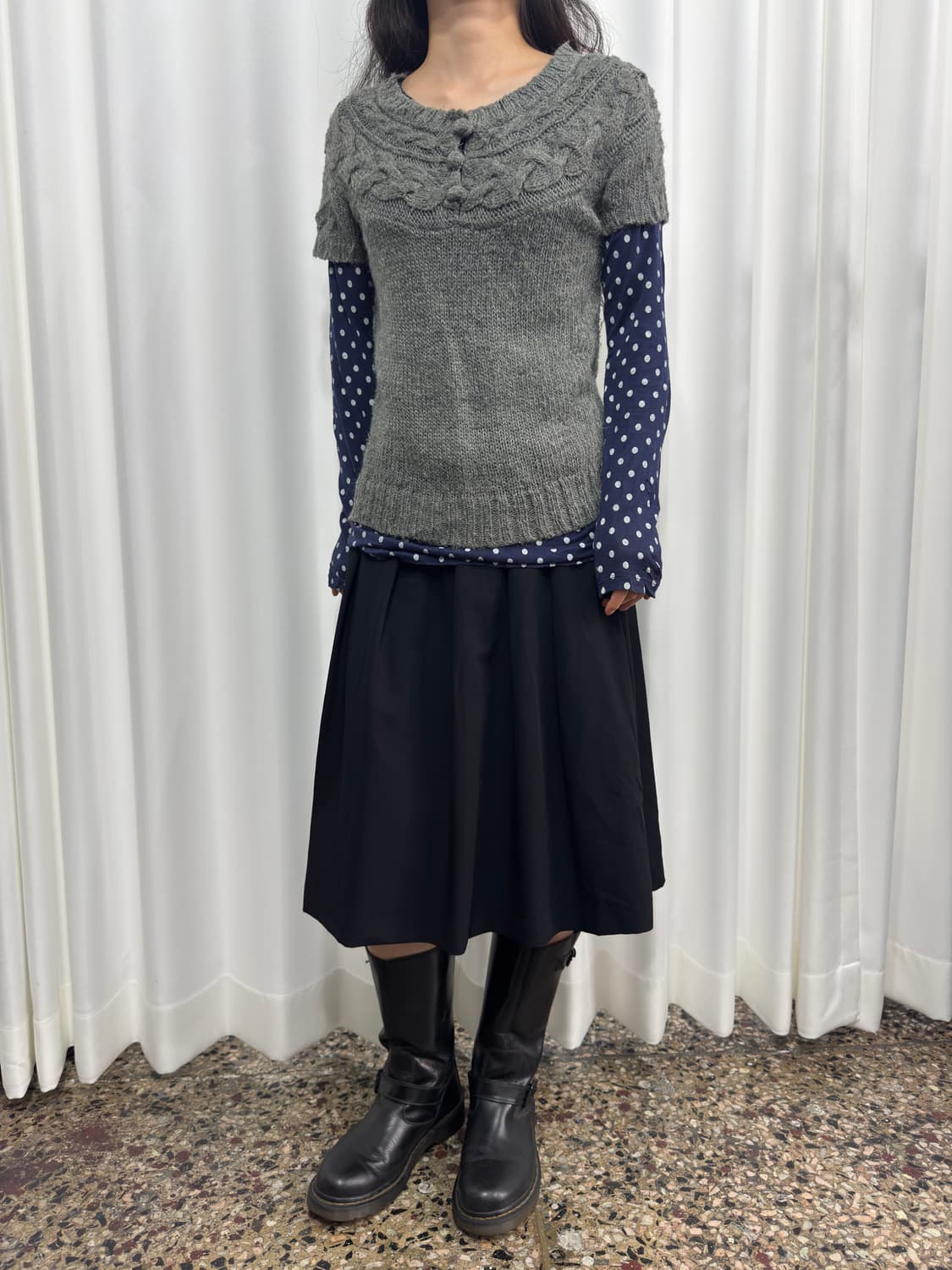 gray mori button knit top 상품이미지4