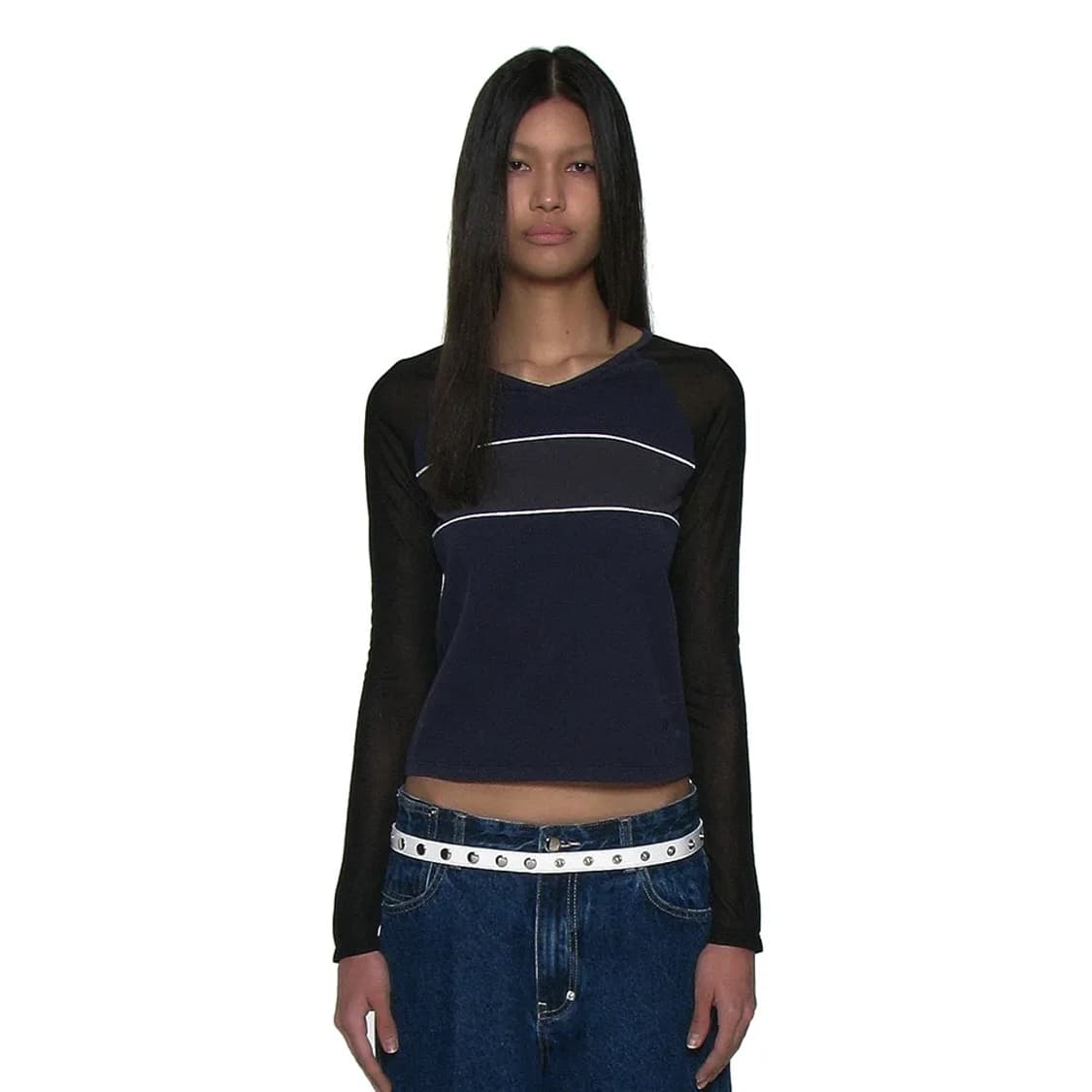 파르티멘토우먼 브이넥 멀티 콤비 롱슬리브 상품이미지1