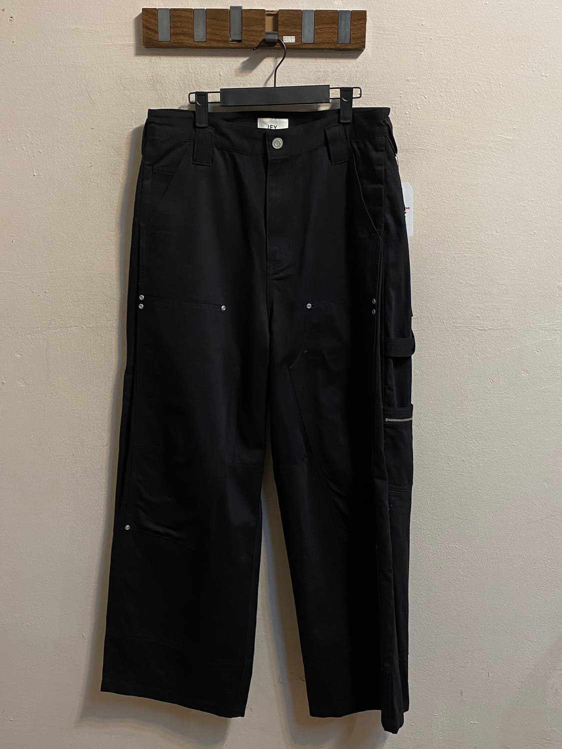 IEY 블랙 코튼 팬츠 상품이미지1