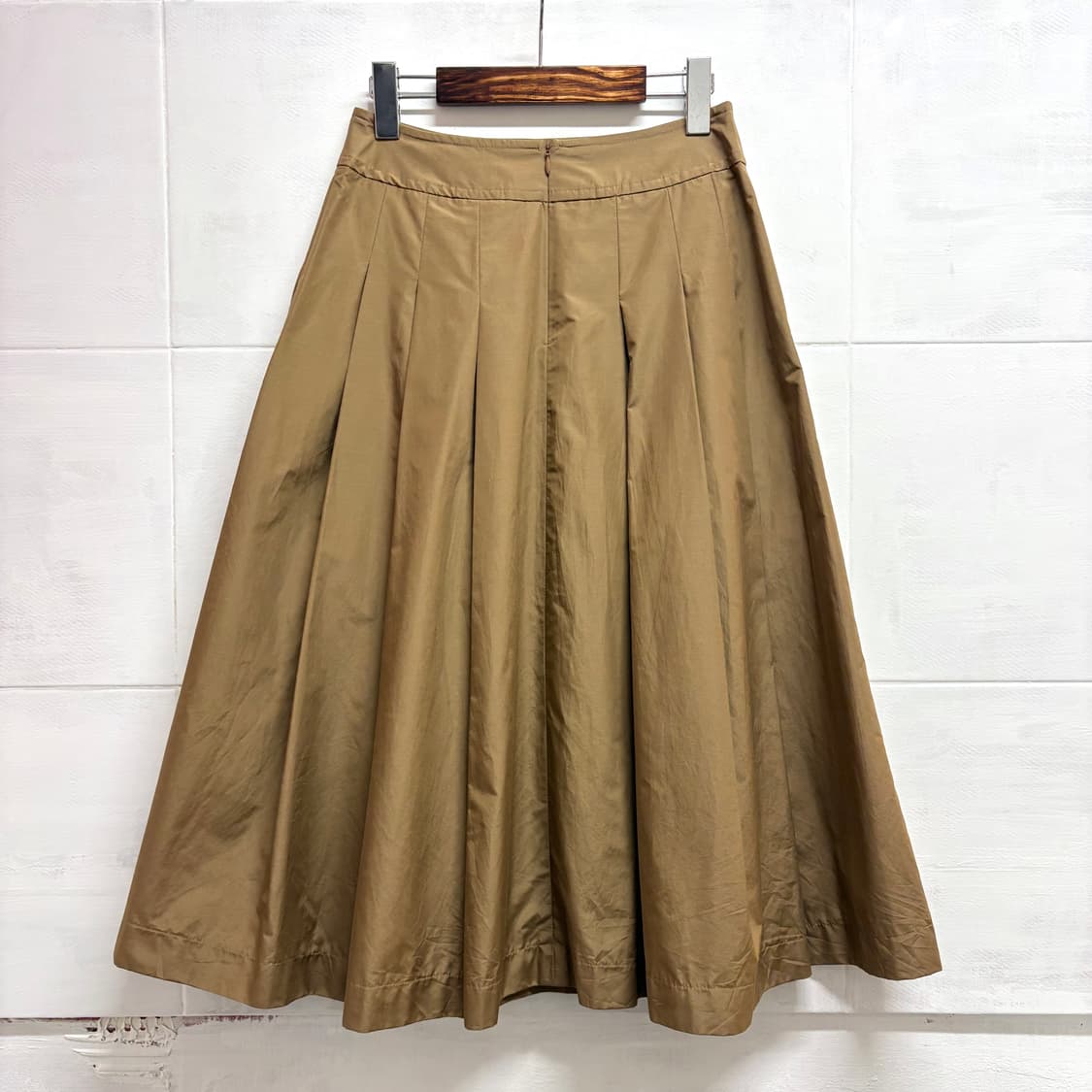 카멜 바스락 주름 플레어 미디 스커트 JPN 상품이미지3