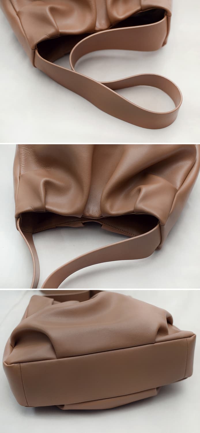 호제 (hoze) 개비 탄브라운 복스레더 카프스킨 셔링 숄더백 상품이미지5