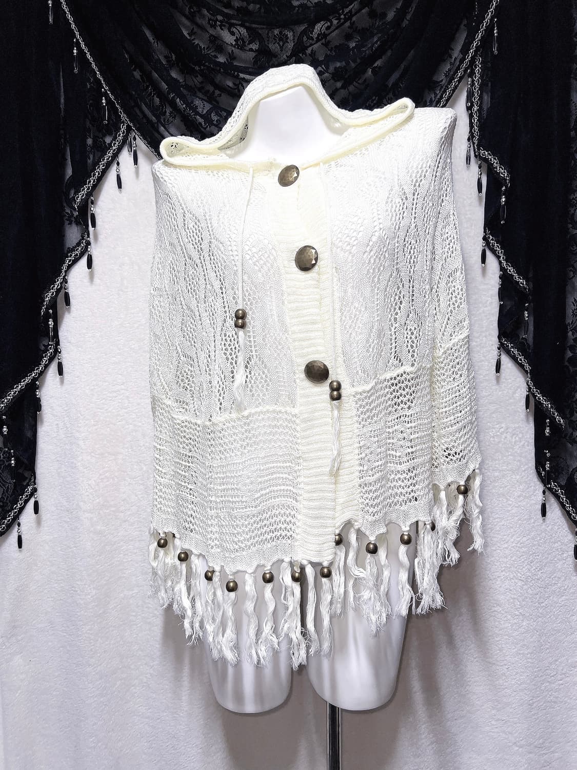 디그딥 digdeep 페어리 그런지 태슬 니트 후드 케이프 판초 모리 상품이미지5