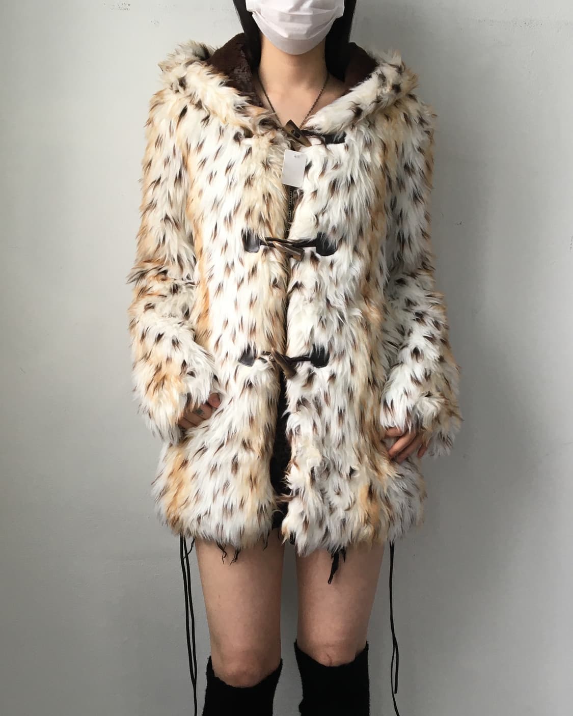 Animal pattern fake fur duffle button co 상품이미지8