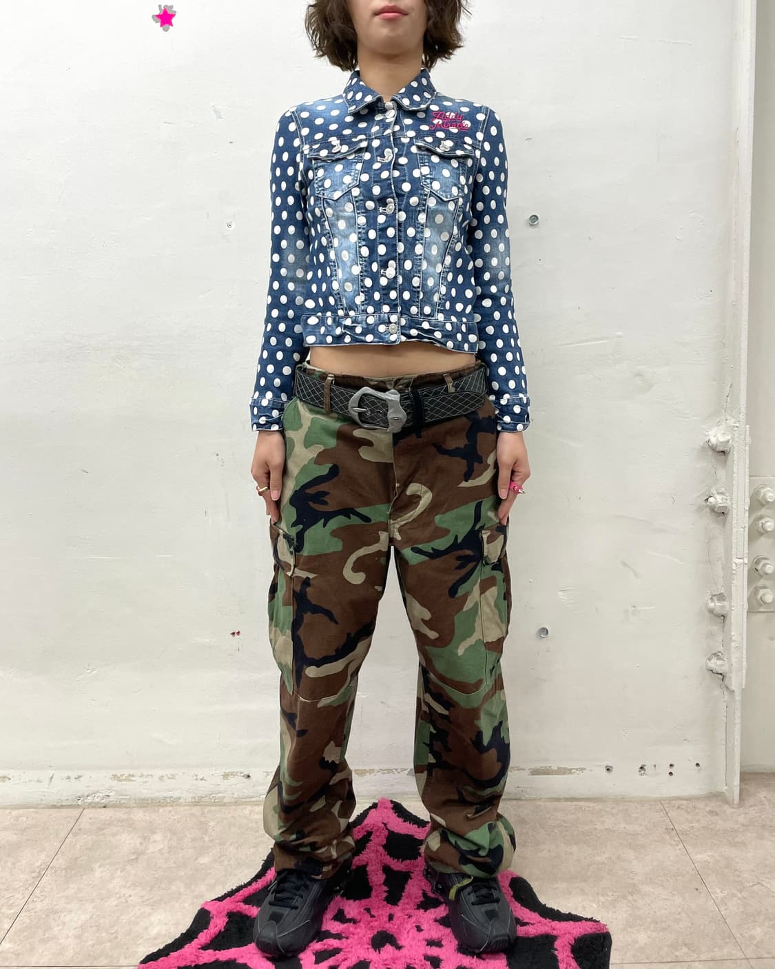 white dot denim washing jacket 상품이미지5