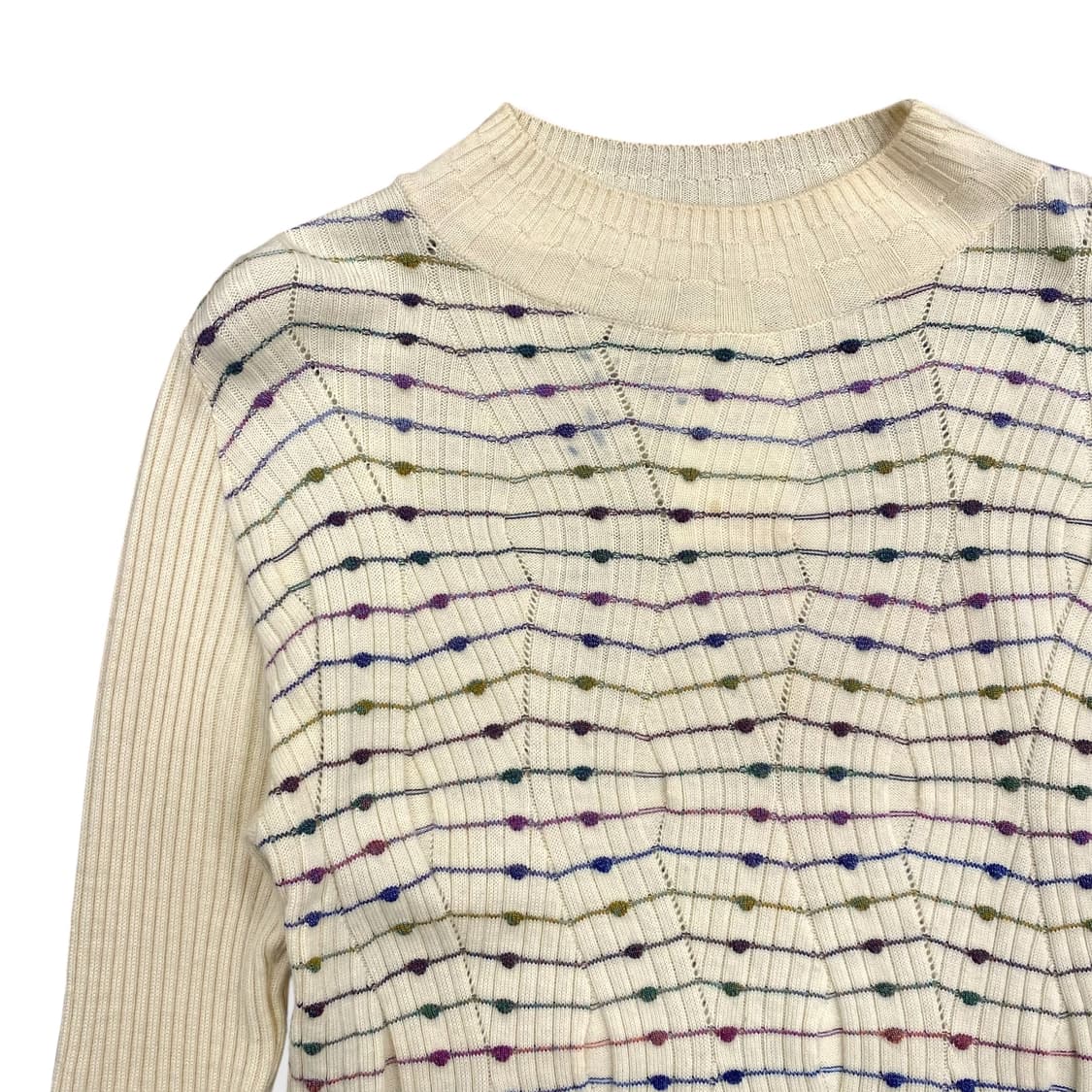 Beige high neck Multi  Knitwear Top 상품이미지3