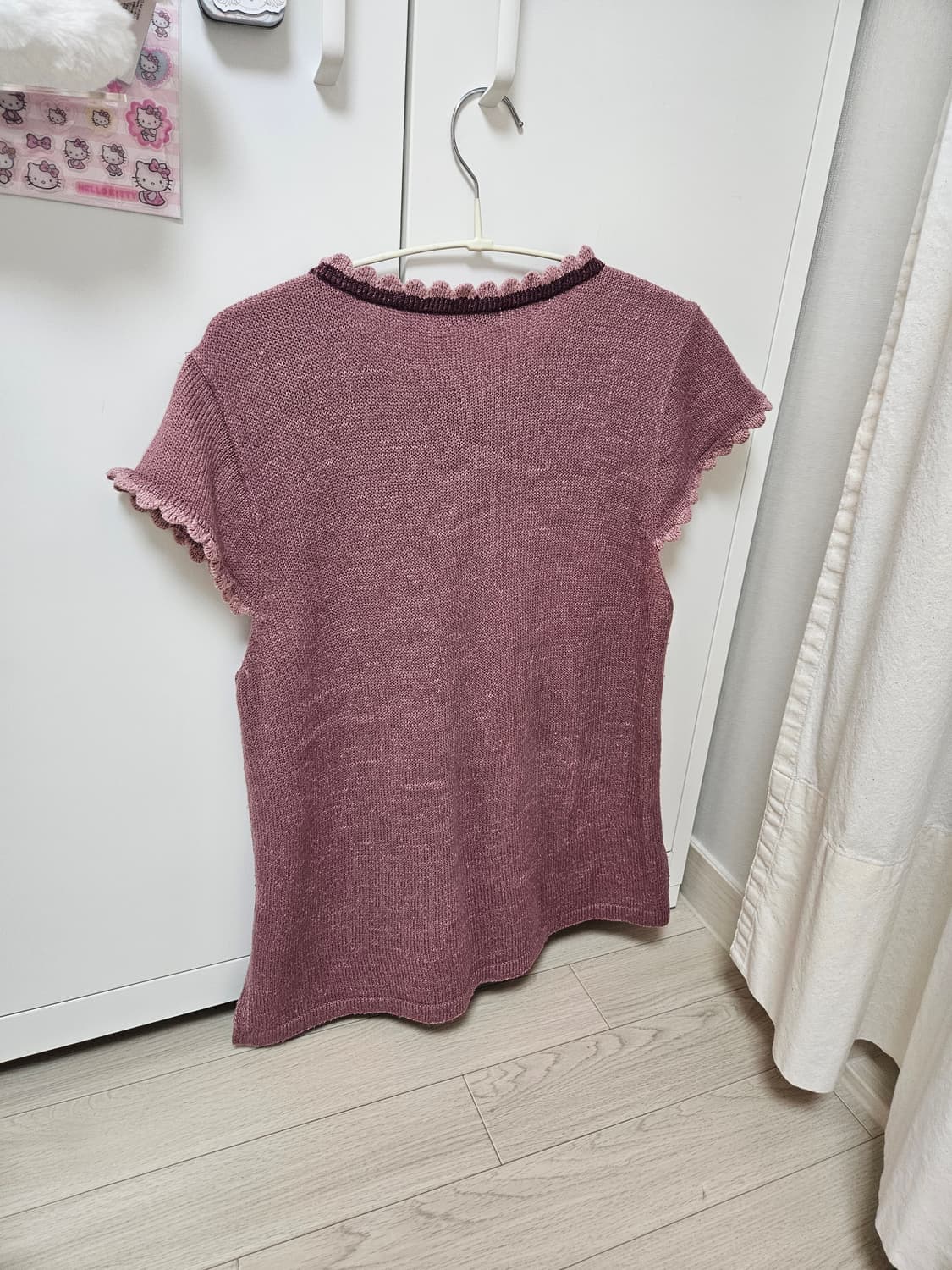 아오이유우깔 모리걸 뮤트핑크 포도 자수 니트 베스트 조끼 상품이미지2