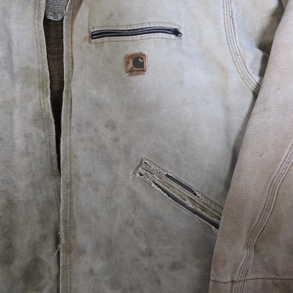 [2XL] 00s 빈티지 칼하트 J97 BRN 트래쉬드 디트로이트 자켓 상품이미지3