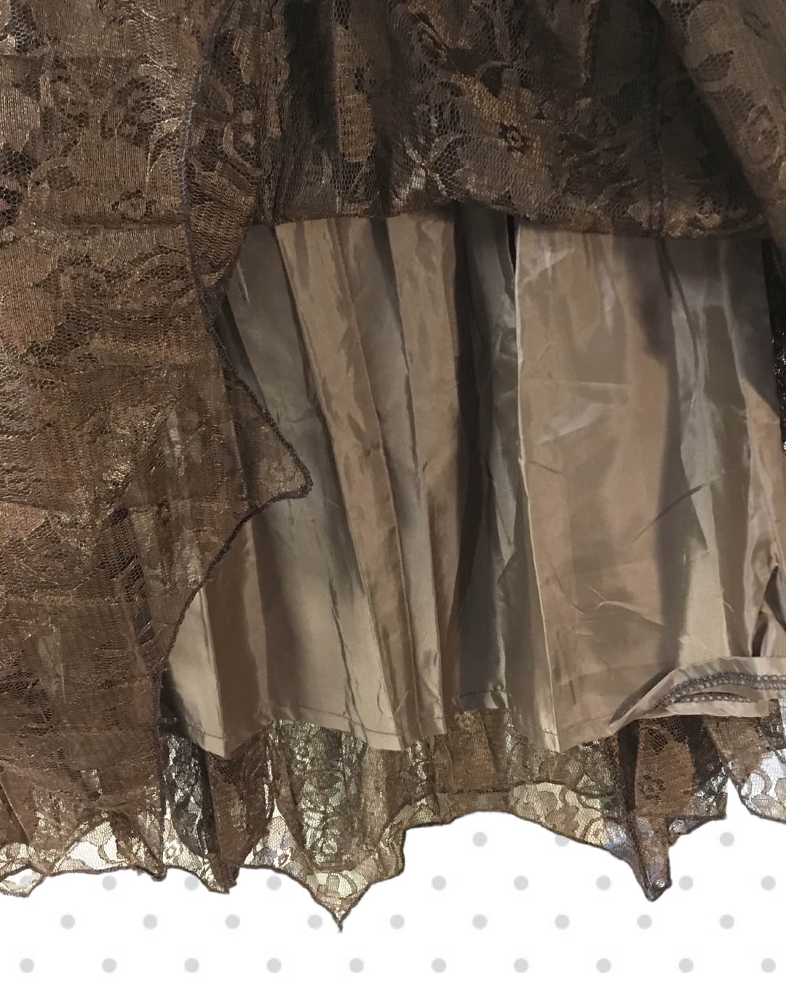 VINTAGE SHIRRING LACE LONG SKIRT BROWN 상품이미지8