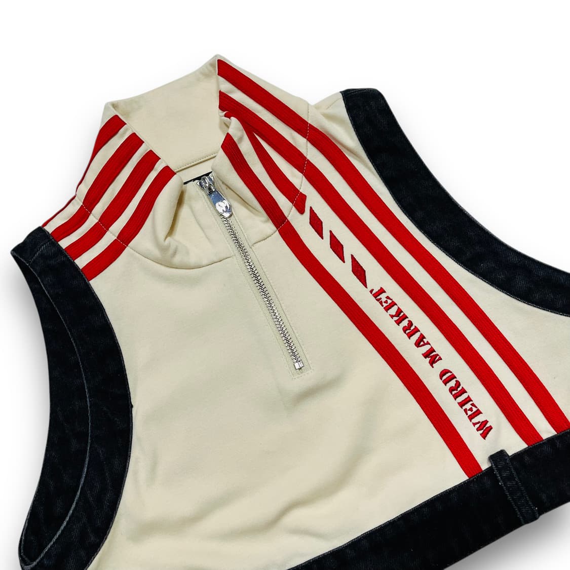 위어드 마켓 삼선 로고 y2k 와이드 힙합 흑청 세트 상품이미지3