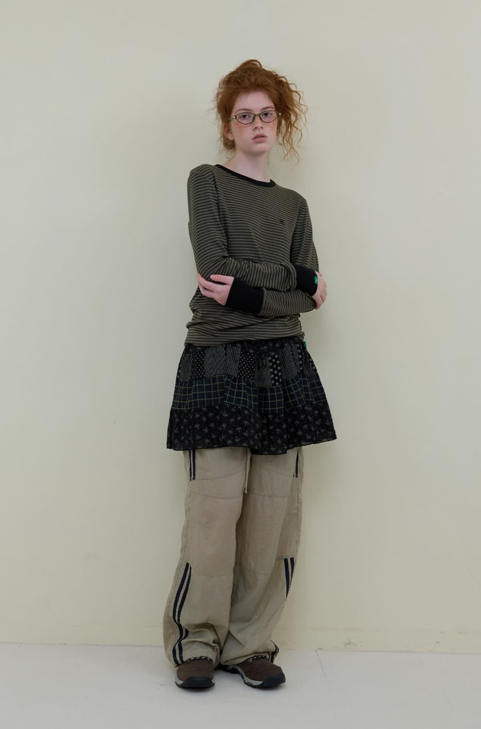 [노컨텐츠] 믹스 패턴 미니 스커트_블랙 상품이미지3