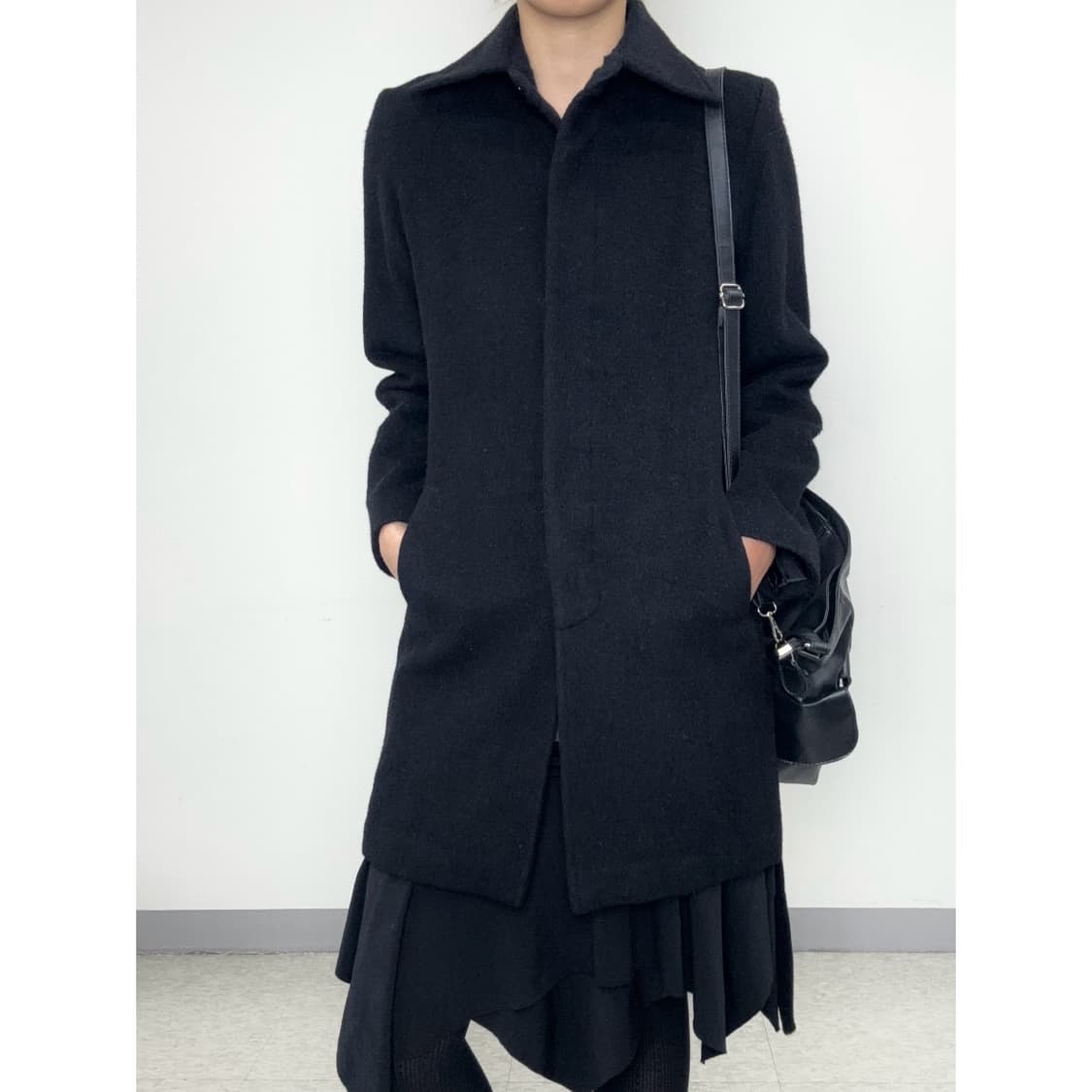빈티지 블랙 울 앙고라 코트 상품이미지5
