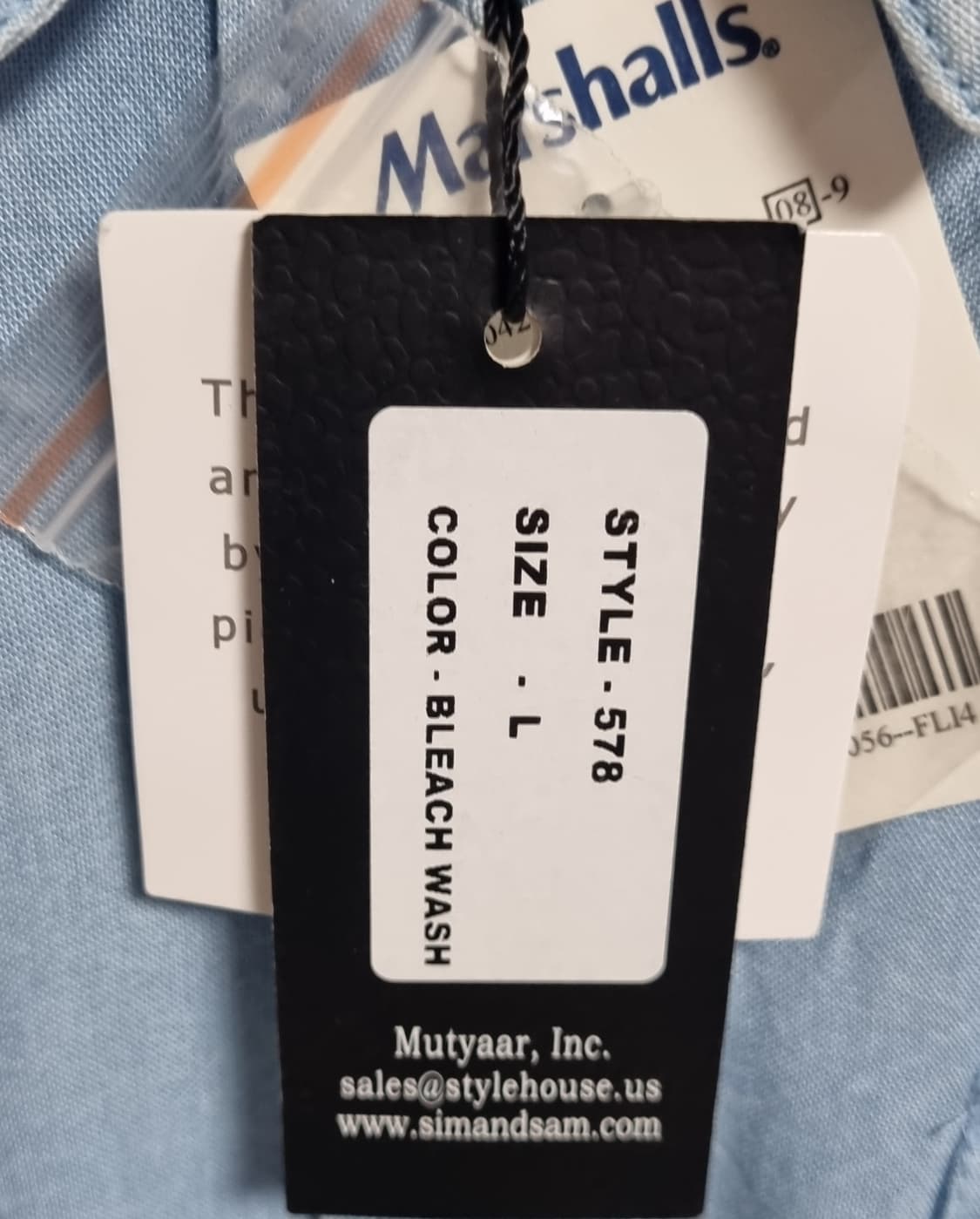 새상품) L (77) SIM&SAM 빈티지 하늘색 블라우스 상품이미지4