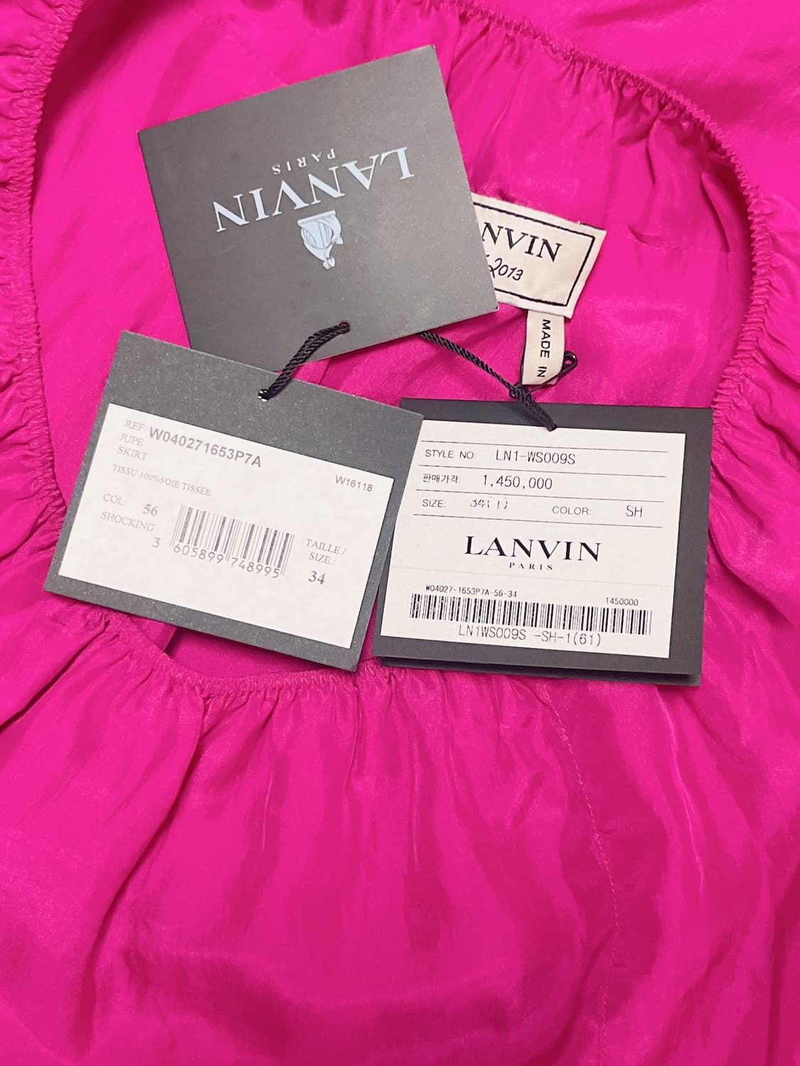 LANVIN 랑방파리 마젠타 실크 스커트 34사이즈 상품이미지5