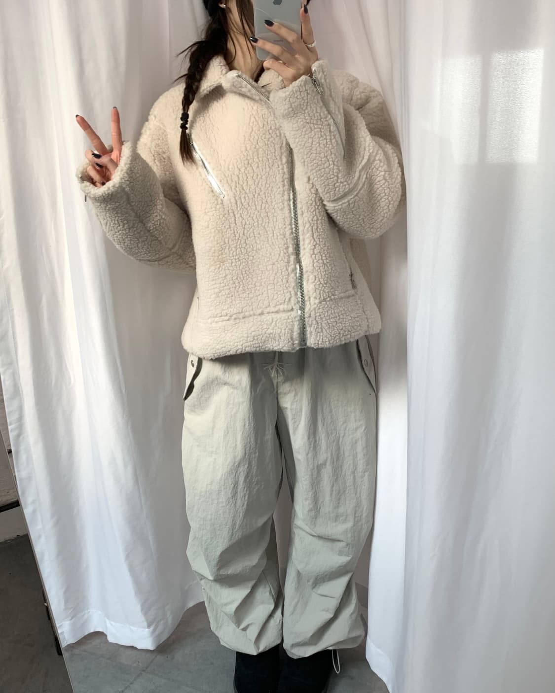 Matin Kim 마뗑킴 테디베어 하프 코트 무스탕 상품이미지3