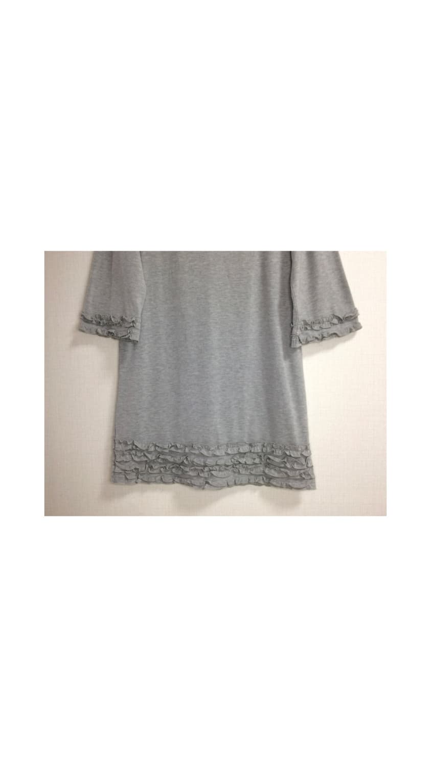 빈티지 그레이 겹프릴 미디 원피스 상품이미지2