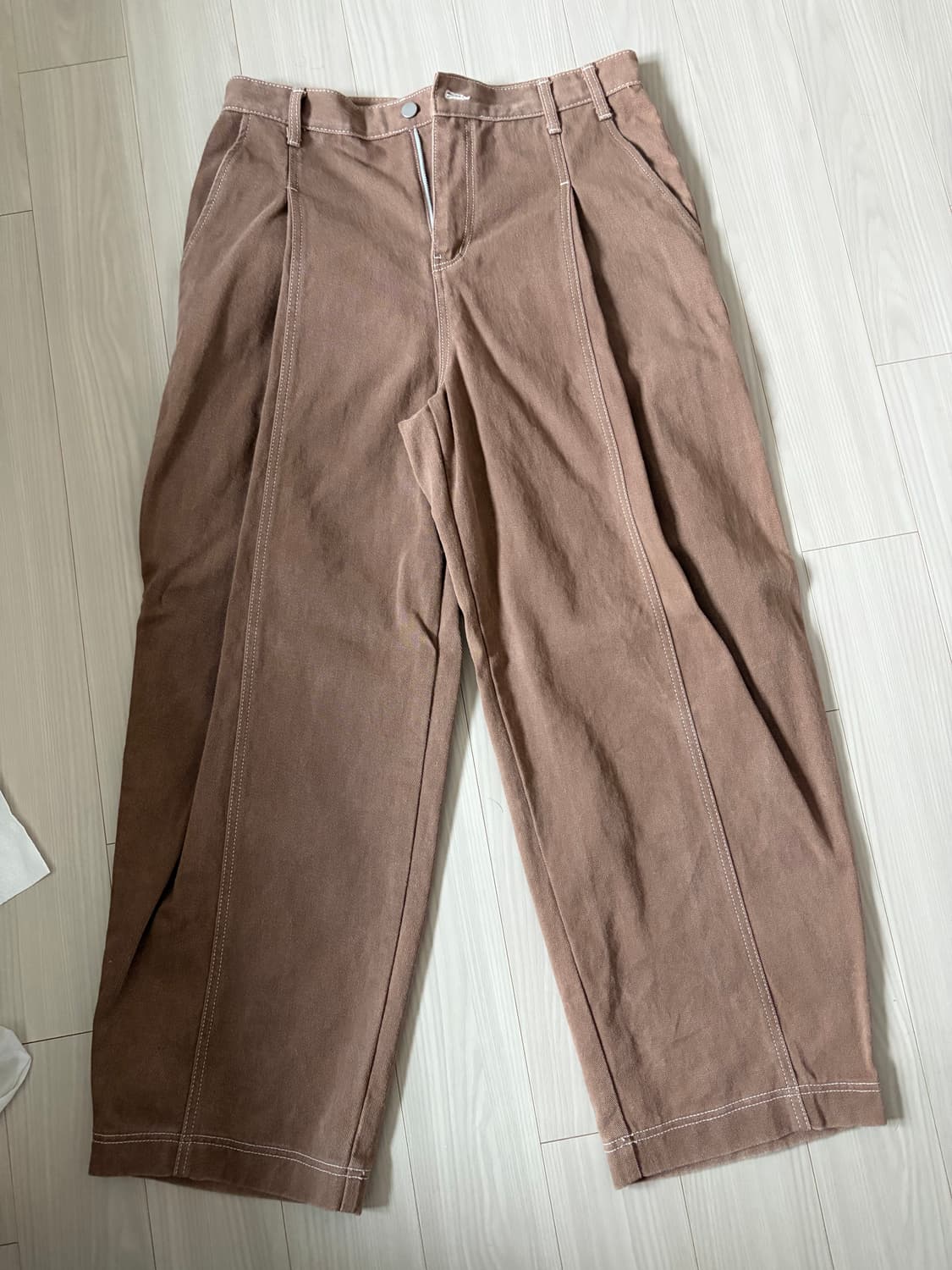 밈더워드로브 에이지 원턱 데님 브라운 상품이미지2