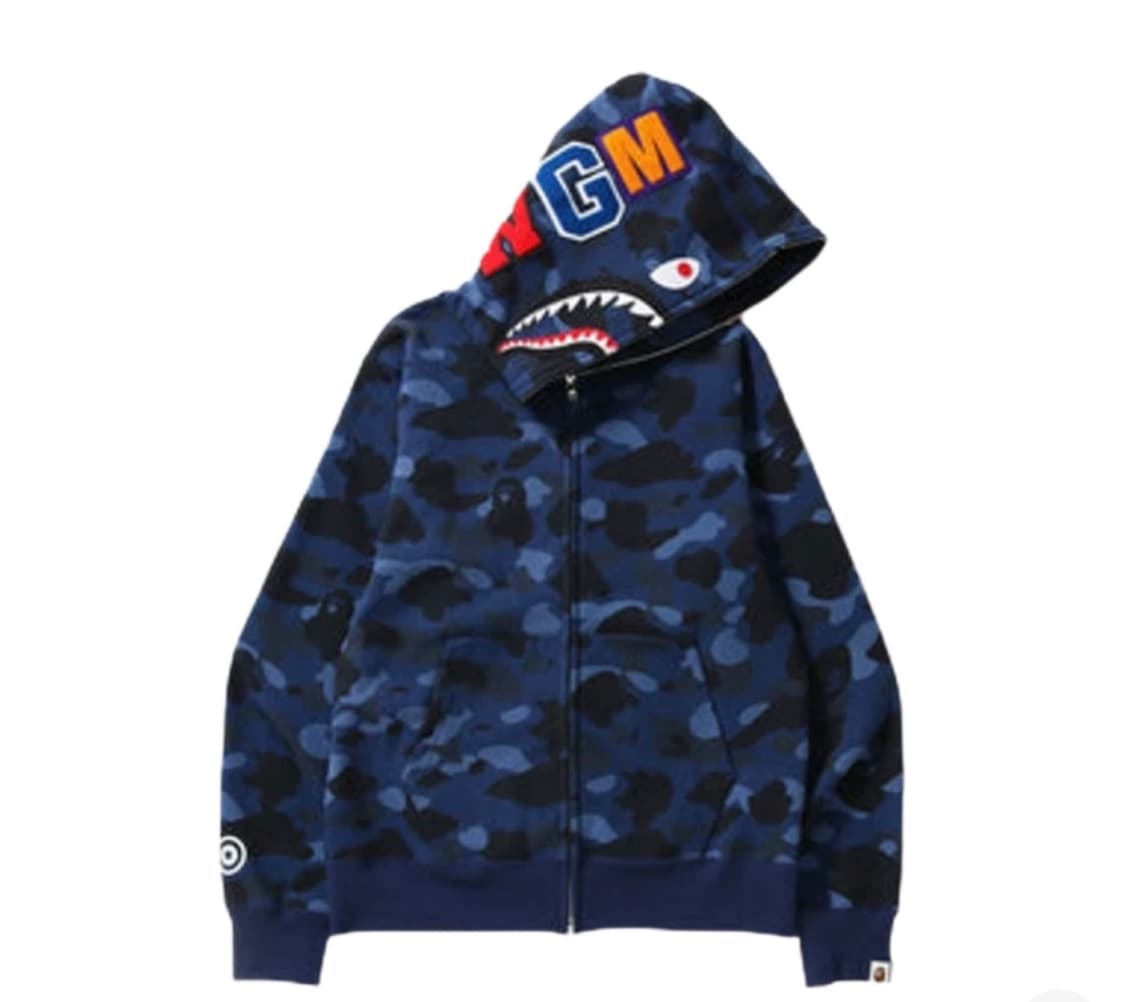 베이프 컬러 카모 샤크 풀 집업 후드 네이비 M 상품이미지1