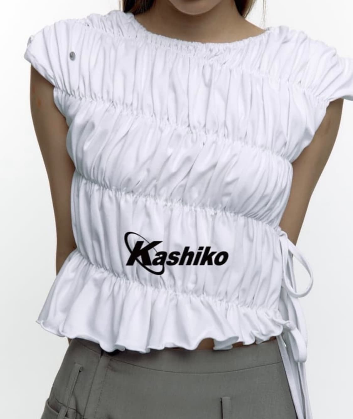 카시코 kashiko 스트링 베이비 셔링 민소매 티셔츠 상품이미지1