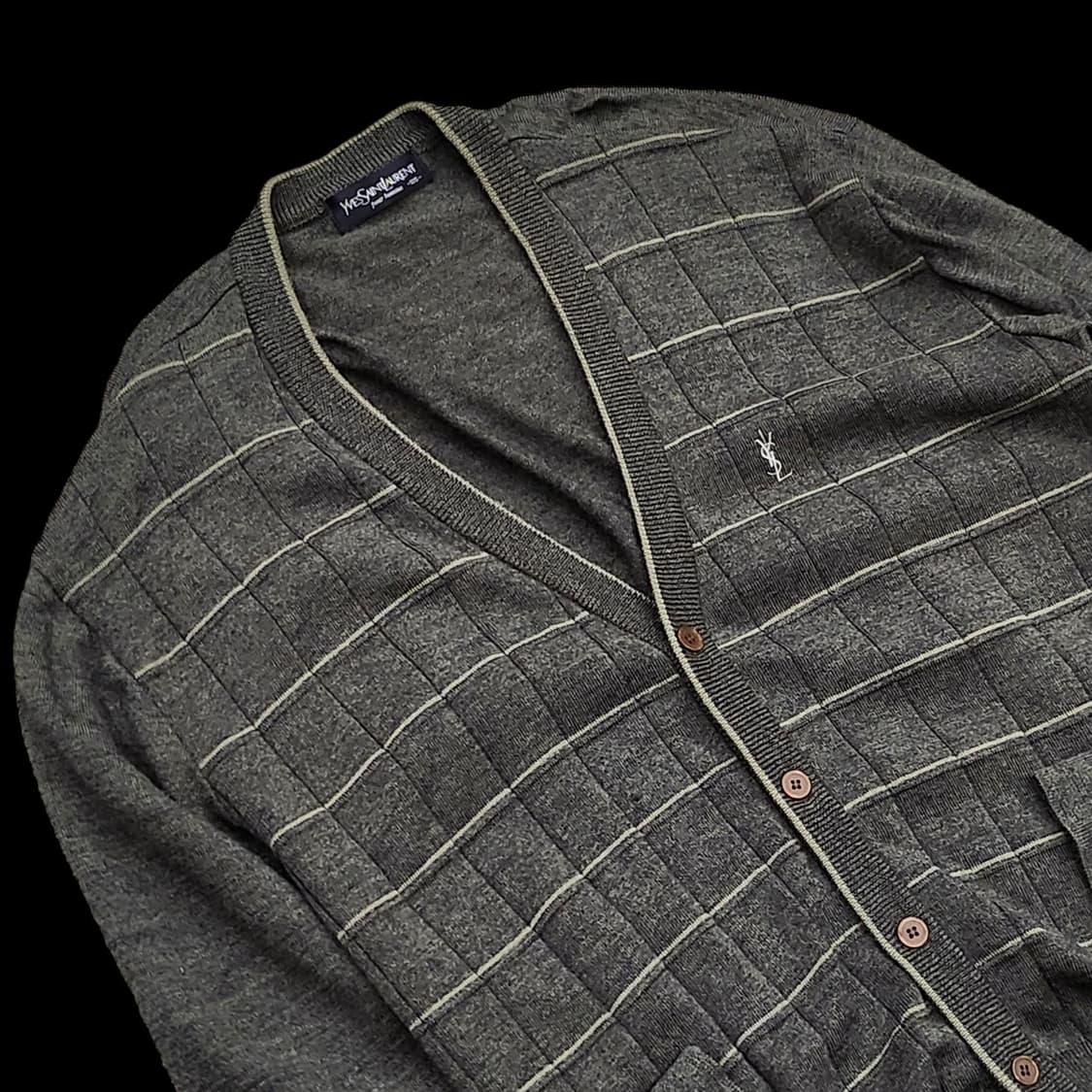 입생로랑 뿌르옴므 빈티지 체크 니트 가디건 상품이미지2