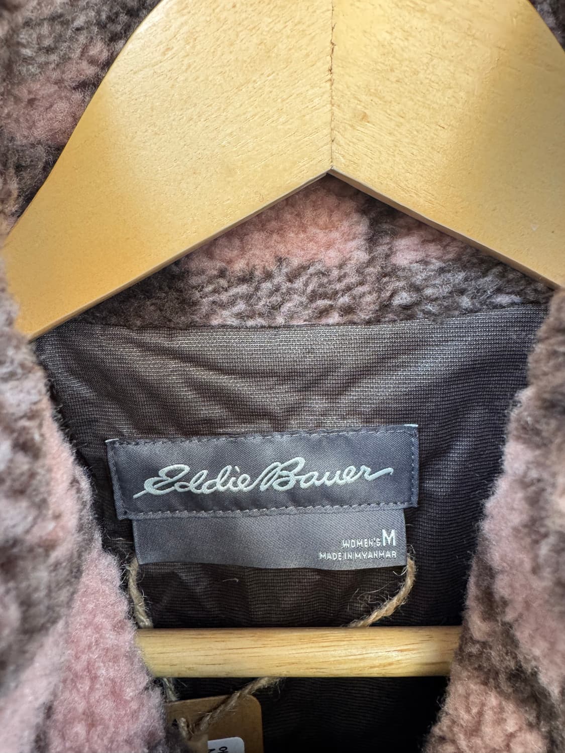 에디바우어 체크 헤비 핑크 플리스 뽀글이 후리스 자켓 M 상품이미지4