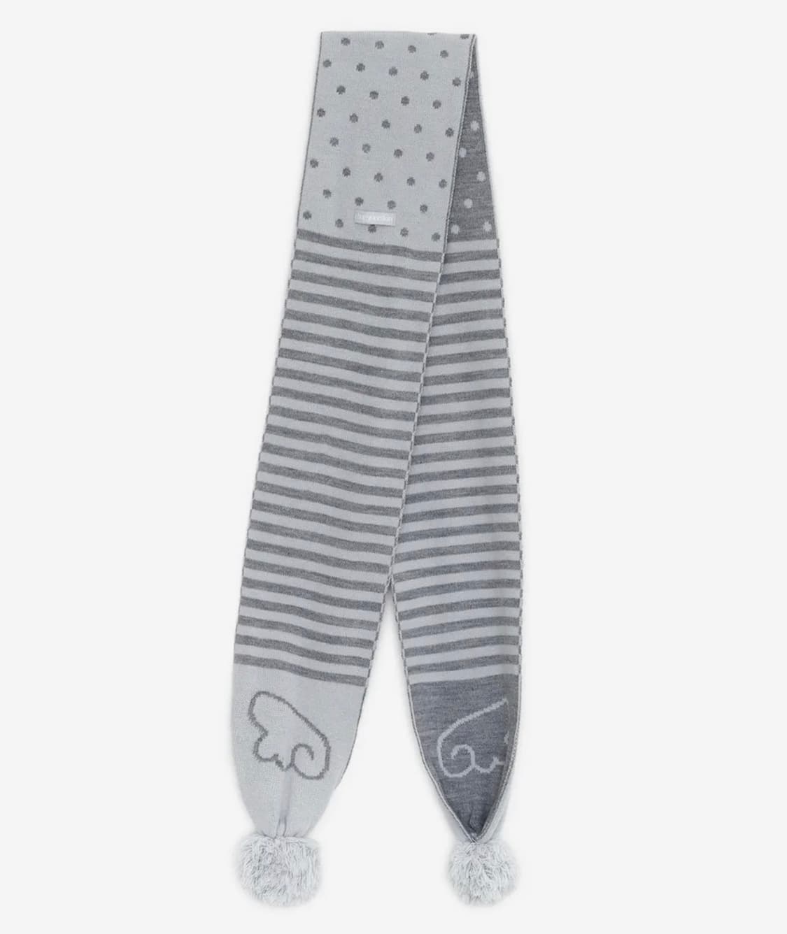 허그유어스킨 엔젤 윙 스트라이프 폼폼 머플러 그레이  상품이미지1