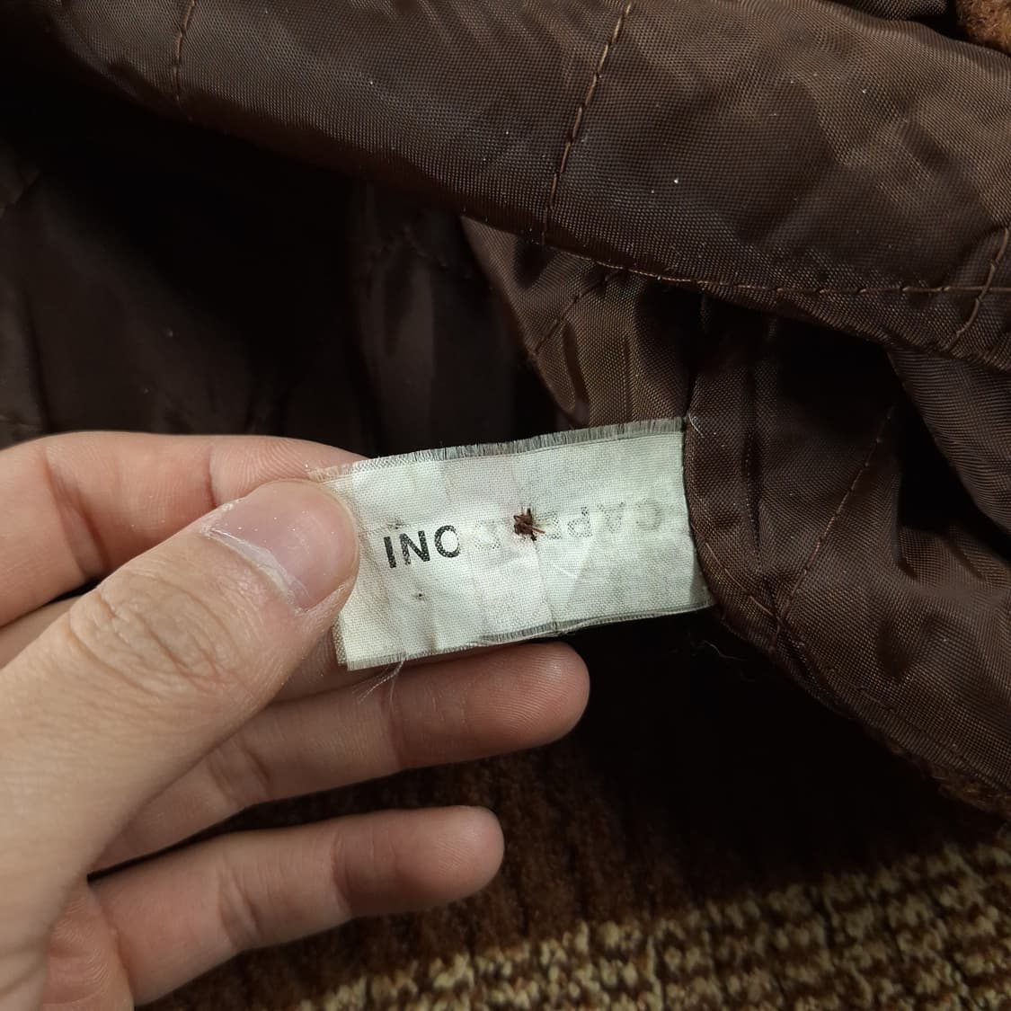 CAPERDONI 브라운 멀티컬러 에스닉 지그재그 패턴 하이넥 가디건 L 상품이미지8