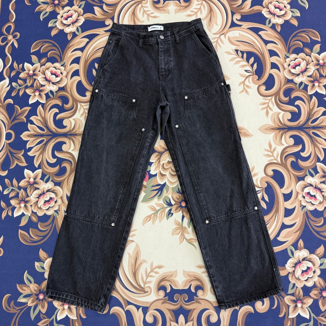 (XS)트리플J 더블니 흑청 데님팬츠 상품이미지1